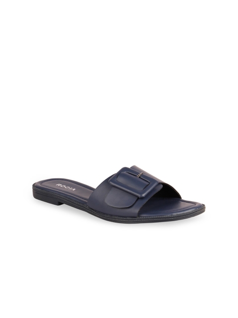 

Rocia Women Navy Blue Open Toe Flats with Buckles