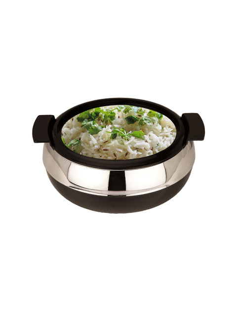 

JAYPEE Black & Silver-toned Glass Casserole with Lid800ml