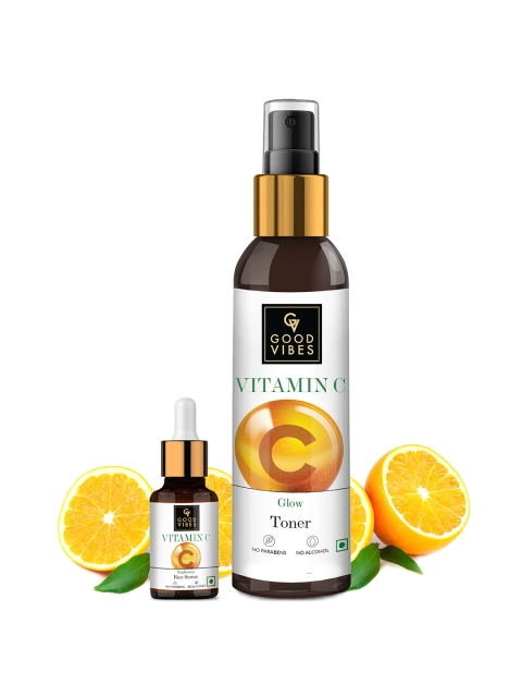 

Good Vibes Set of Vitamin C Skin Care Face Serum 10 ml & Toner 120 ml, White