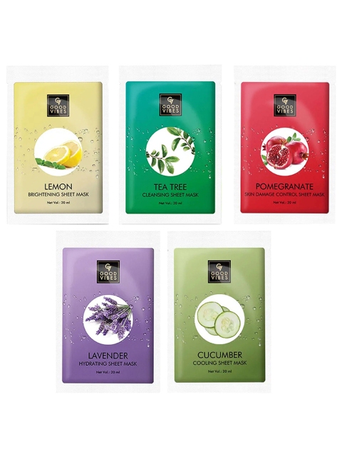 

Good Vibes Set of 5 Sheet Masks 20 ml each, Multi