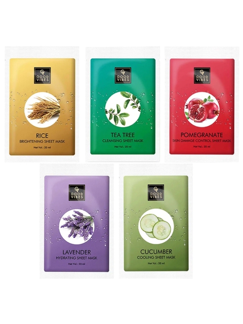 

Good Vibes Set of 5 Sheet Masks 20 ml each, Multi