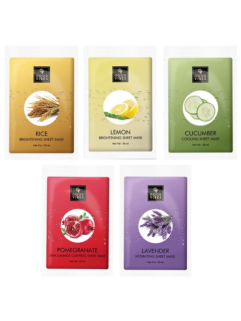 

Good Vibes Set of 5 Sheet Masks 20 ml each, Multi