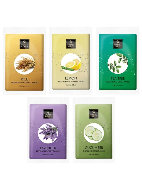 

Good Vibes Set of 5 Sheet Masks 20 ml each, Multi