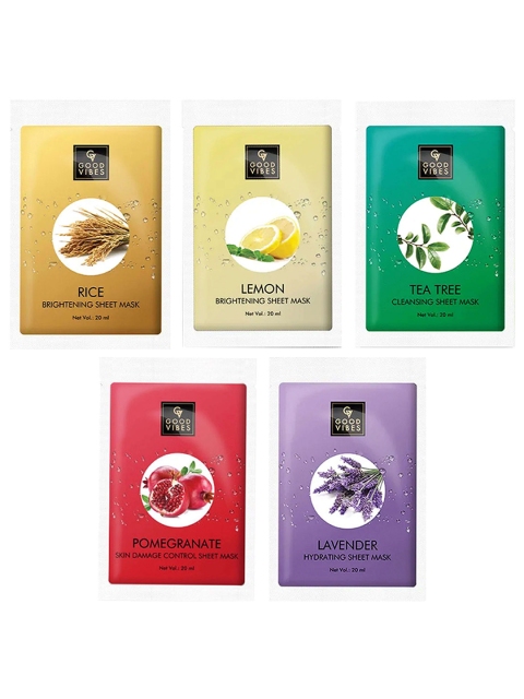 

Good Vibes Set of 5 Sheet Masks 20 ml each, Multi