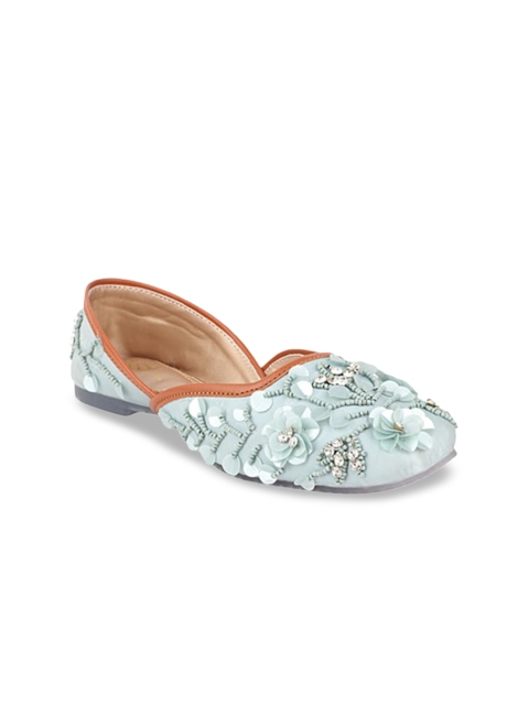 

THE WHITE POLE Women Green Ethnic Ballerinas