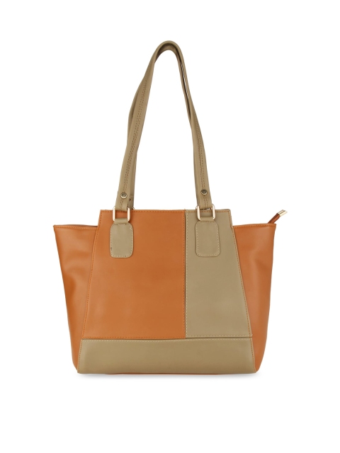 

Rocia Tan Colourblocked PU Oversized Structured Shoulder Bag with Cut Work