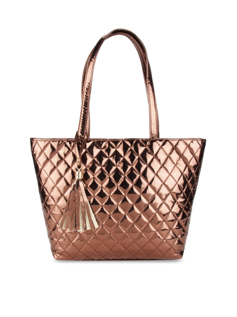 

Rocia Gold-Toned Textured PU Bucket Handheld Bag with Quilted