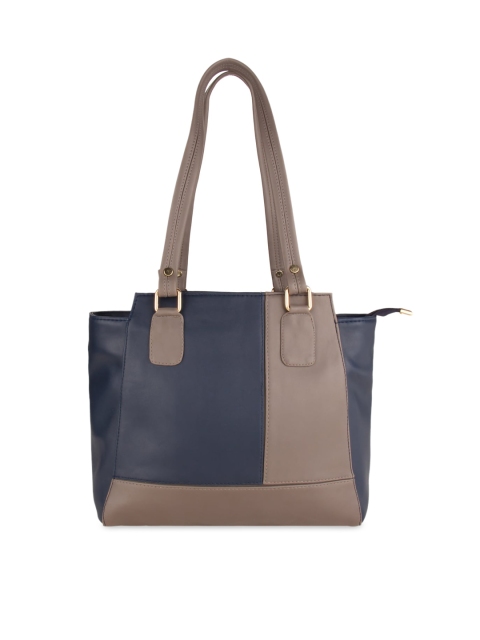 

Rocia Navy Blue Colourblocked PU Structured Shoulder Bag