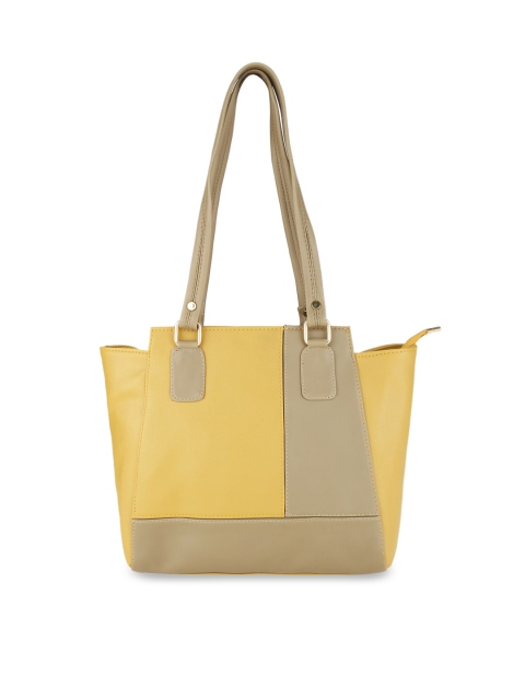 

Rocia Mustard Colourblocked PU Oversized Structured Shoulder Bag