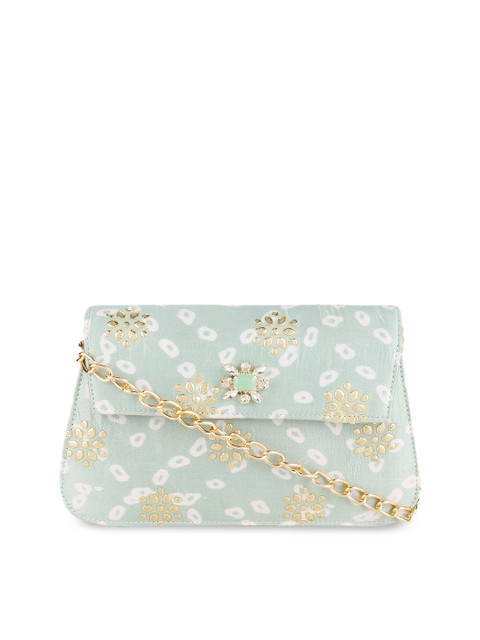 

Rocia Green Printed Structured Sling Bag