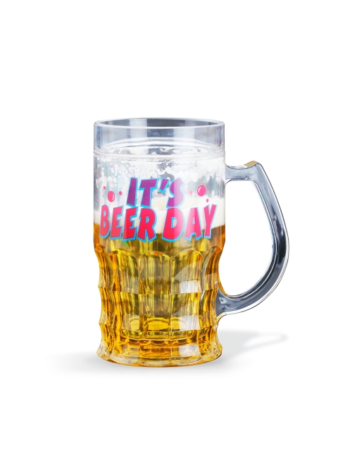 

Archies Transparent & Pink Printed Double Wall Beer Mug