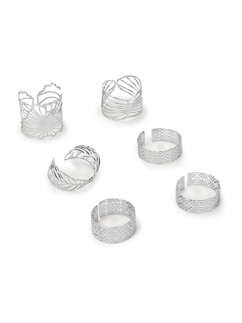 

Forever 21 Set of 6 Silver-Plated Finger Rings