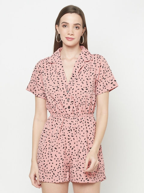 

WESTCLO Women Peach-Coloured & Black Abstract Printed Jumpsuit
