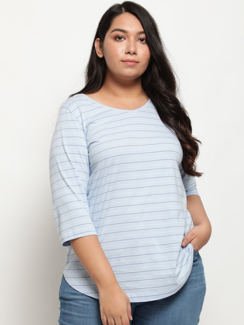 

Amydus Women Blue Striped T-shirt
