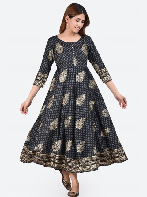 

Glorious Women Black & Gold-Toned Anarkali Kurta