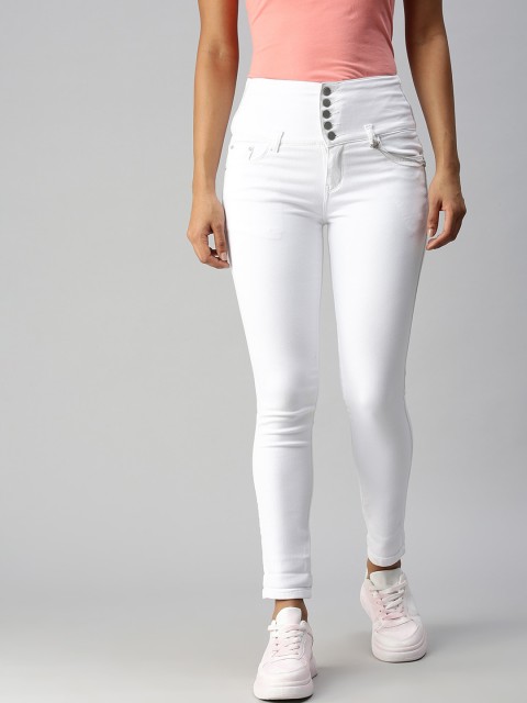 

SHOWOFF Women White Skinny Fit High-Rise Stretchable Jeans