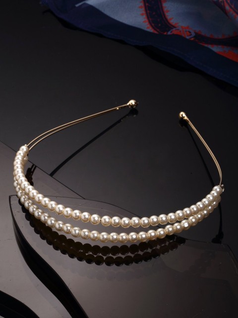 

Stoln Girls Gold-Toned & White Embellished Hairband