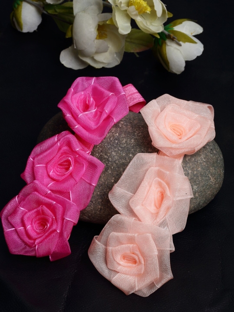 

Stoln Girls Fuchsia & Peach-Coloured Set of 2 Embellished Hairbands