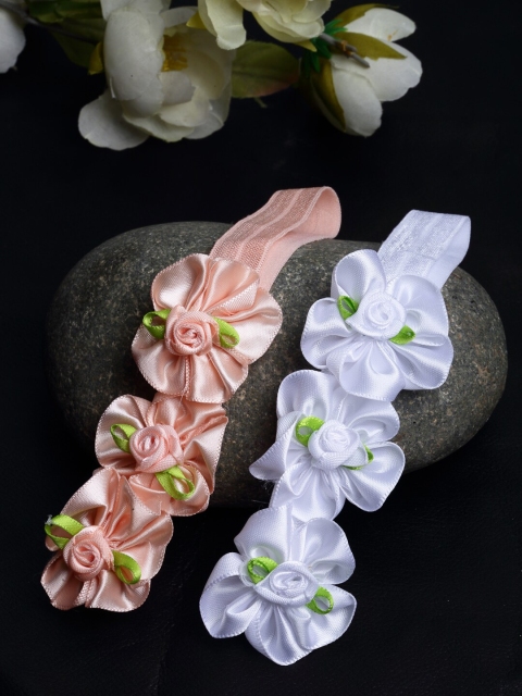 

Stoln Girls Peach-Coloured & White Set of 2 Hairband