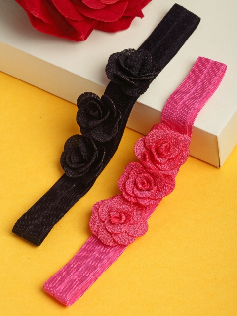 

Stoln Girls Black & Magenta Set of 2 Embellished Hairband