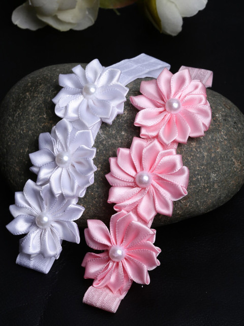 

Stoln Girls Pink & White Set of 2 Beaded Hairband