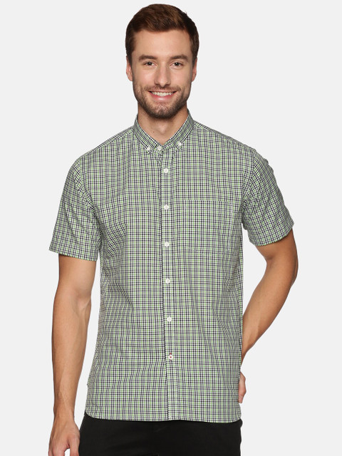 

DON VINO Men Green Relaxed Checked Casual Shirt, White