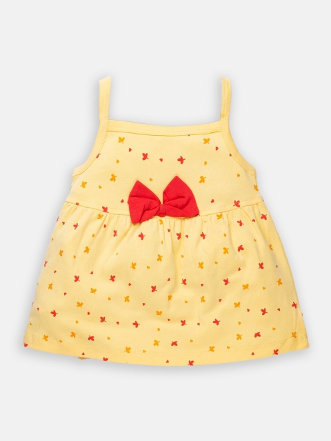 

AMUL Girls Kandyfloss Yellow Printed A-Line Cotton Dress