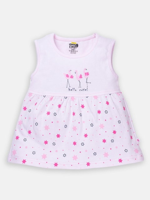 

AMUL Girls Kandyfloss Pink Printed Cotton A-Line Dress