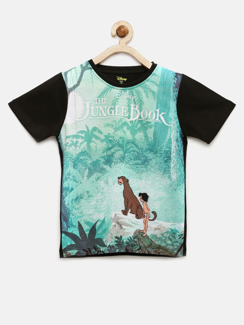 

YK Disney Boys Green & Black Printed T-shirt