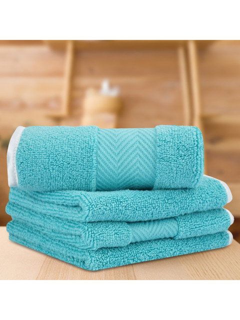 

LUSH & BEYOND Set of 4 Teal Blue Solid Cotton 500 GSM Face Towel