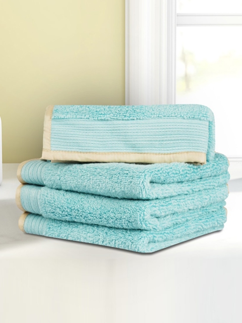 

LUSH & BEYOND Set Of 4 Solid Pure Cotton 500GSM Face Towel, Sea green