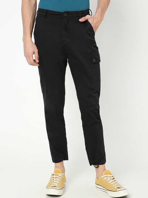 

Bewakoof Men Black Slim Fit Cotton Cargos Trousers