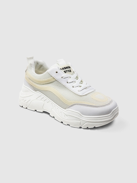 

LYKKEIN Women Off-White Woven Design Sneakers