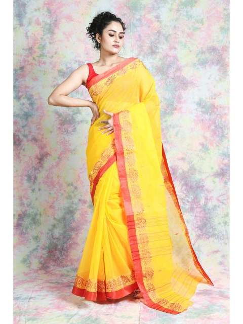 

Arhi Yellow & Red Woven Design Pure Cotton Taant Saree