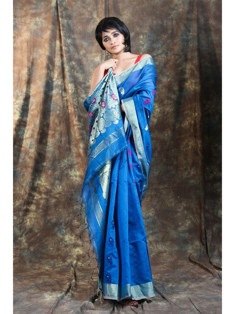 

Arhi Blue & Pink Woven Design Zari Saree