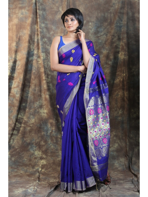 

Arhi Blue & Fuchsia Woven Design Zari Saree