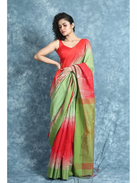 

Arhi Women Green Ikkat Print Woven Design Saree