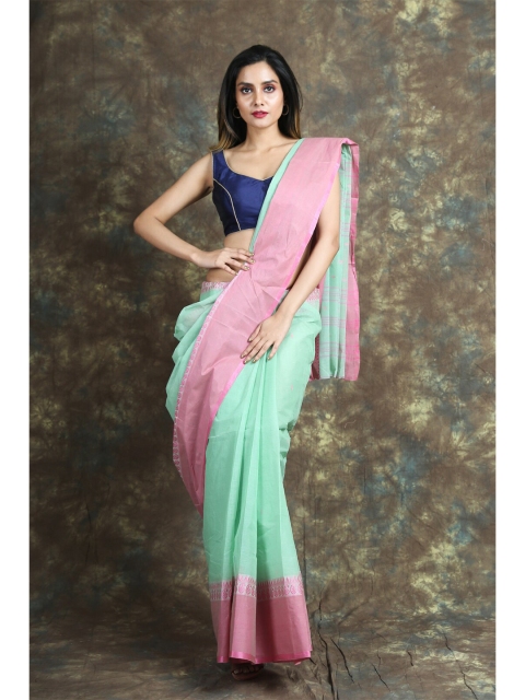 

Arhi Green & Pink Woven Design Pure Cotton Taant Saree