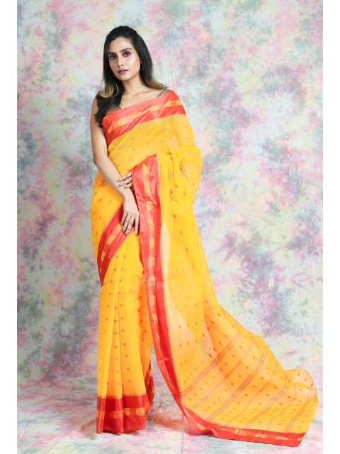 

Arhi Yellow & Red Woven Design Pure Cotton Taant Saree