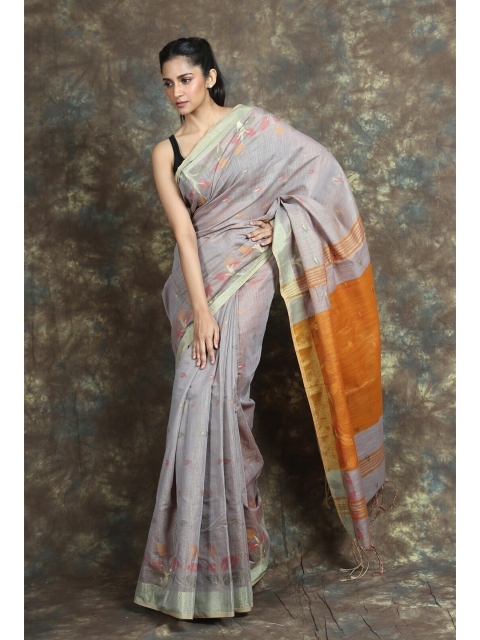 

Arhi Women Mauve Floral Woven Design Zari Saree