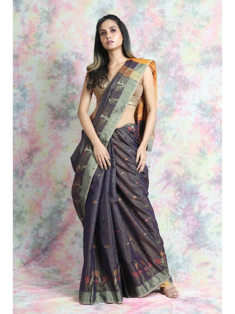 

Arhi Blue & Orange Woven Design Zari Saree