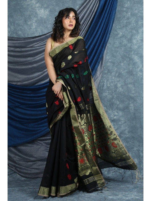 

Arhi Black & Red Woven Design Saree