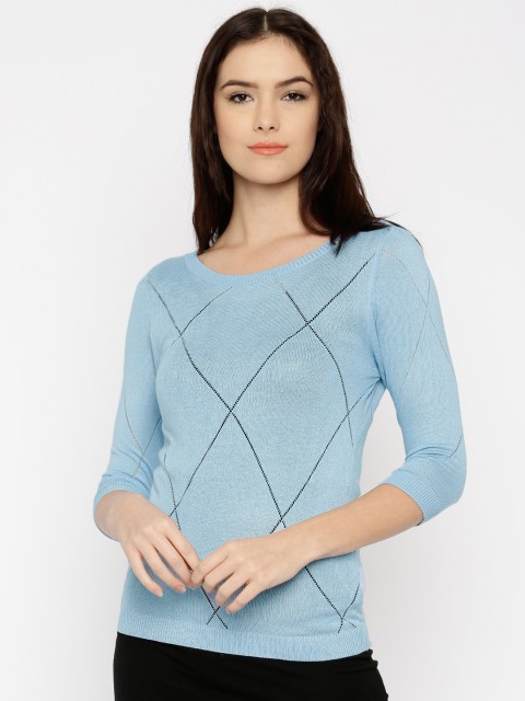 

Akiva Women Blue Self-Design Top