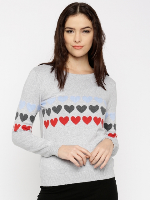 

Akiva Grey Melange Pattern Design Sweater