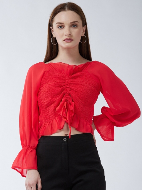 

Purple Feather Women Red Georgette Crop Top