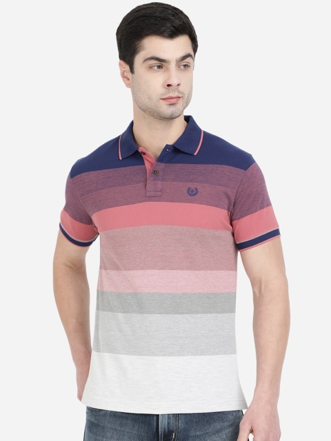 

Greenfibre Men Blue & Pink Colourblocked Polo Collar Slim Fit T-shirt