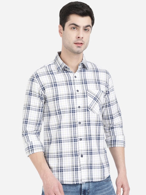 

Greenfibre Men Blue Slim Fit Tartan Checks Checked Casual Shirt