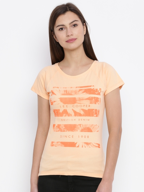 

Lee Cooper Orange Printed Pure Cotton T-shirt