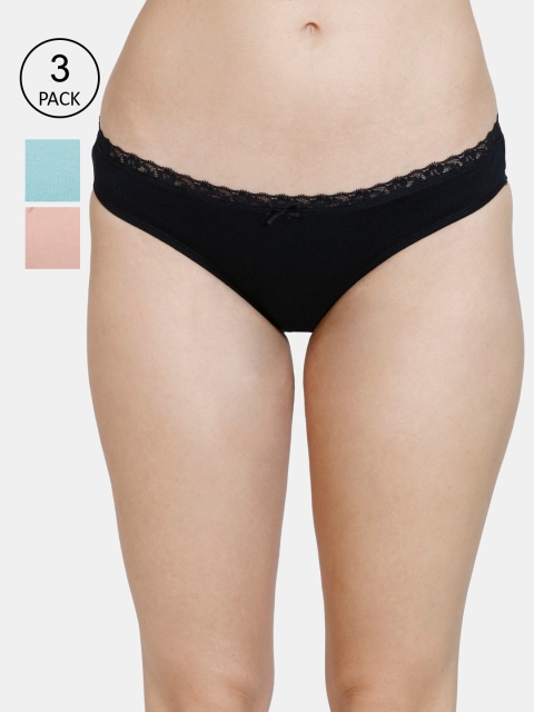 

Zivame Women Pack of 3 Pure Cotton Hipster Briefs ZI2628FASHHSAST, Black