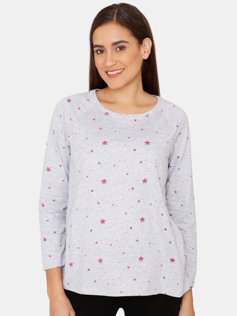 

Zivame Grey & Pink Printed Full Sleeves Maternity & Nursing Top